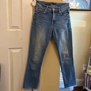 MOTHER Mid Rise Dazzler Ankle Fray Jeans, lightly worn